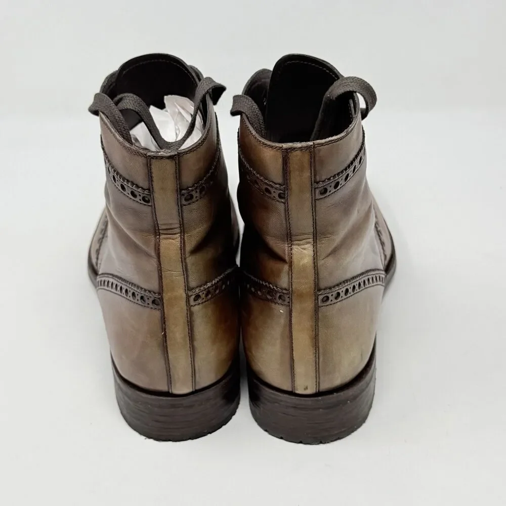 Magnanni Wingtip Dress Boots Mens 10 M Brown Leather Ankle Lace Up Classic